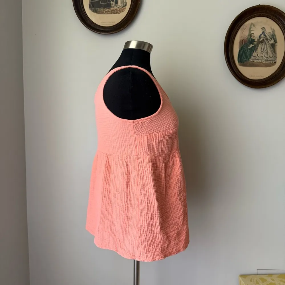 Bright coral peplum maternity blouse - Image 2