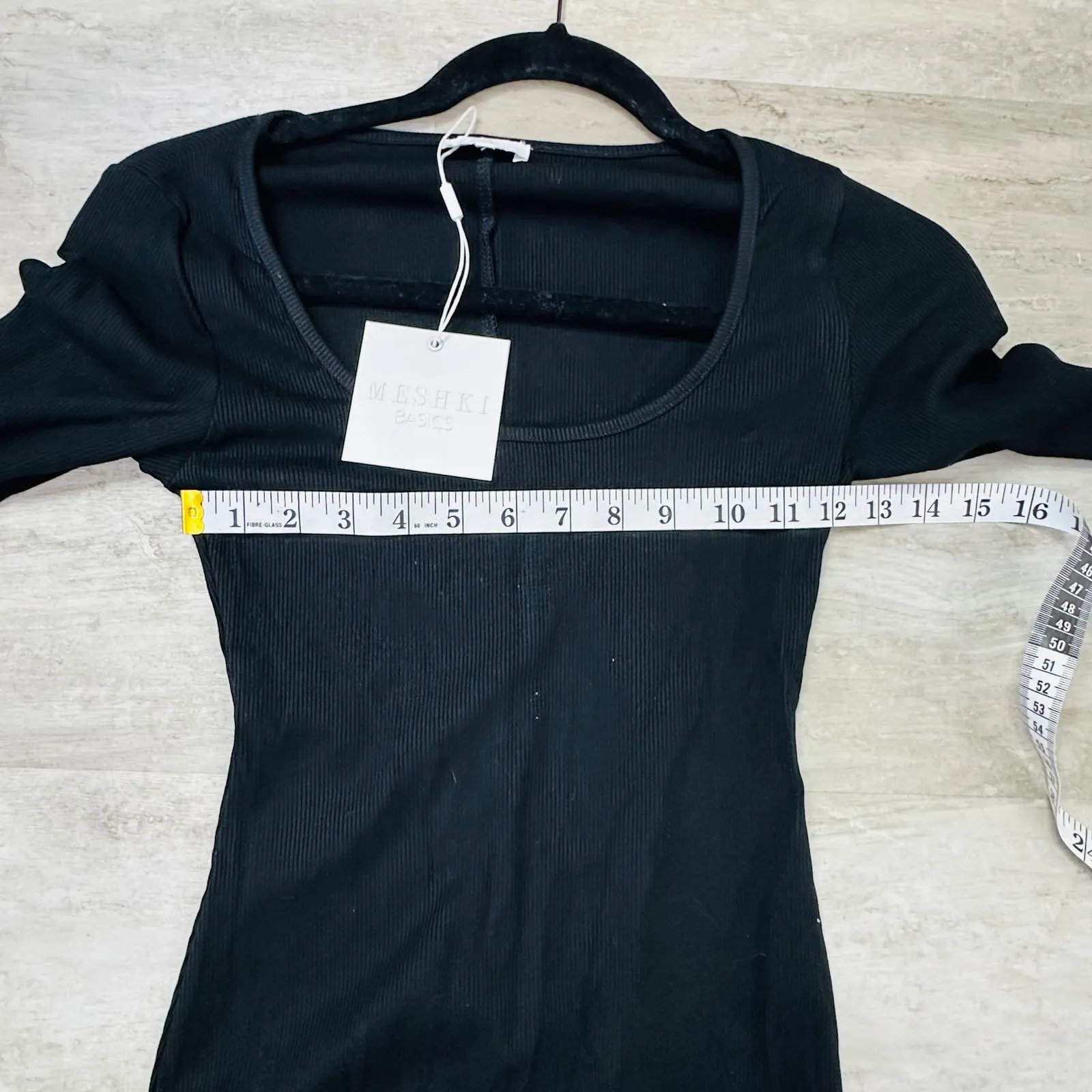 NEW Meshki Sierra Scoop Neck Long Sleeve Midi Dress Ribbed Black Size Small - Image 11