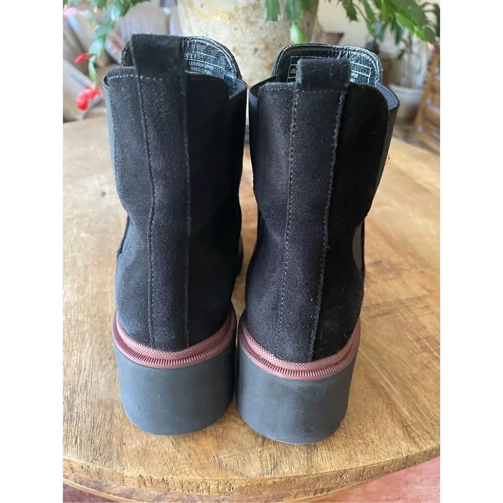 Antonio De Faria Suede Leather Chelsea Boots Platform Lug Sole Black Womens 6.5 - Image 4