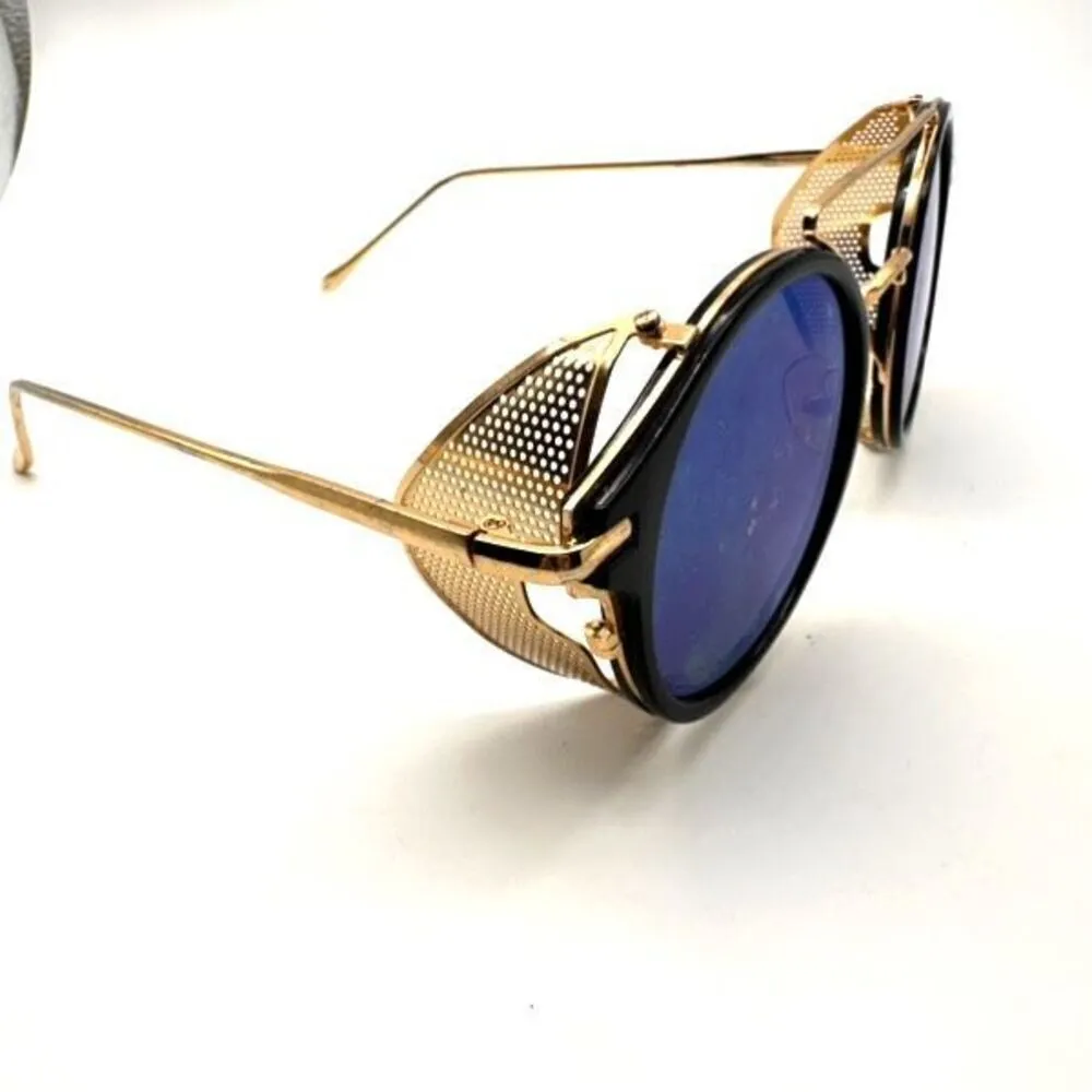 Steampunk sunglasses Sunnies black & Gold Halloween Costume Gold - Image 4