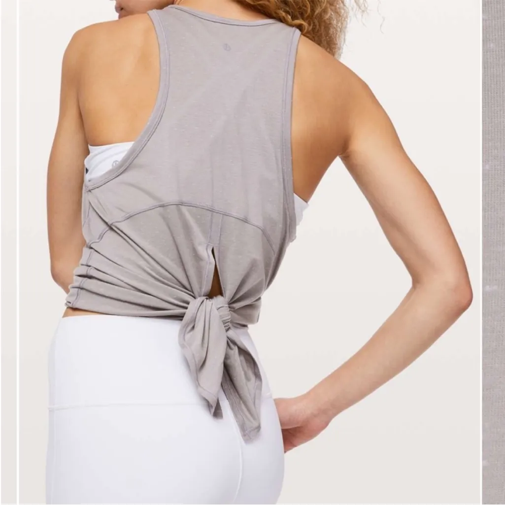 Lululemon Goal Up Split Back Tie Tank Top Dark Chrome White 4 - Image 4