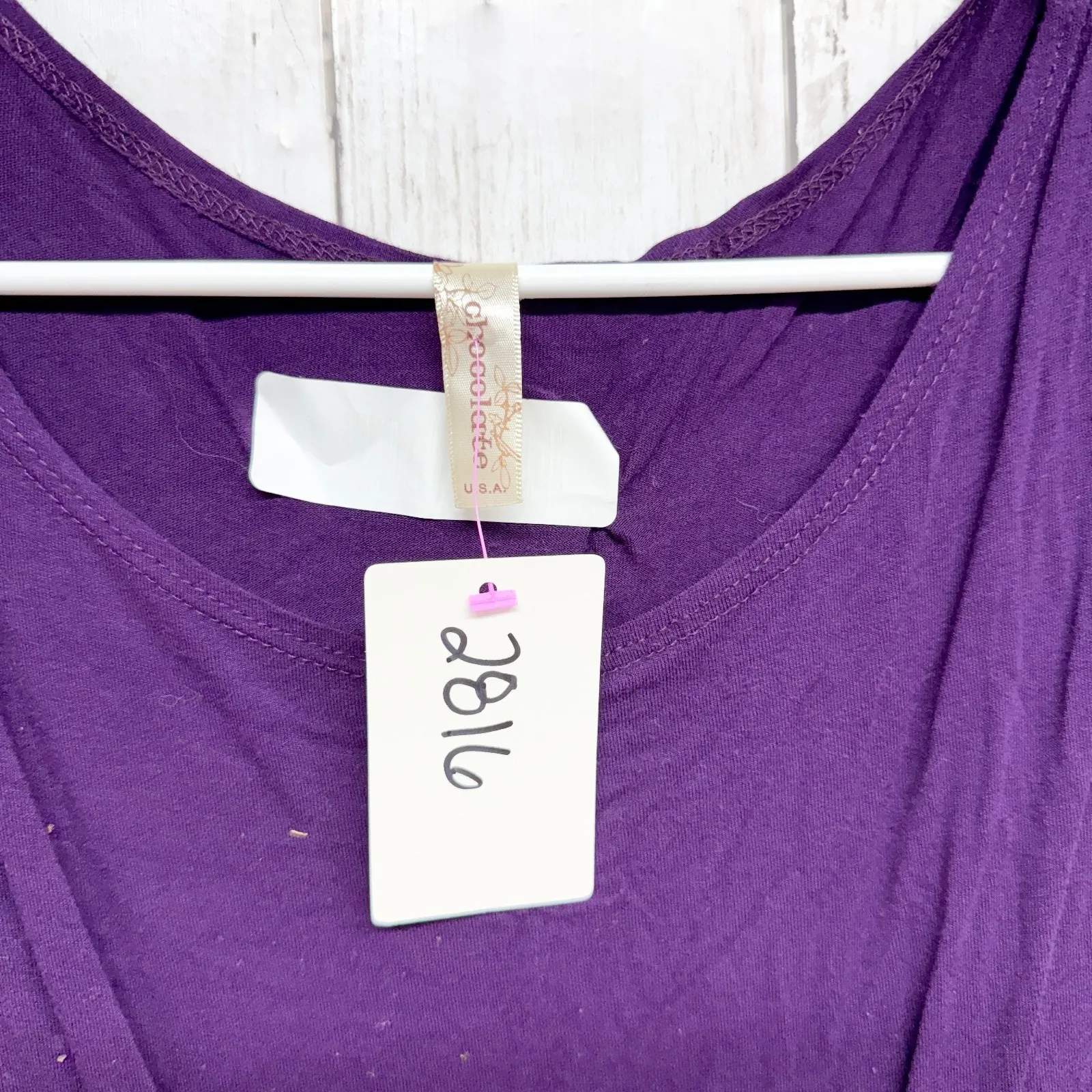 Chocolate Dress Women Chest 29" Small Purple Belted Scoop Neck Short Sleeve Mini - Image 2