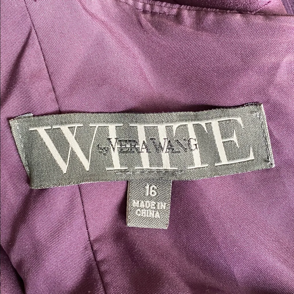 White by Vera Wang Maxi Dress Womens Sz 16 Deep Purple Ruffle Front - Image 6