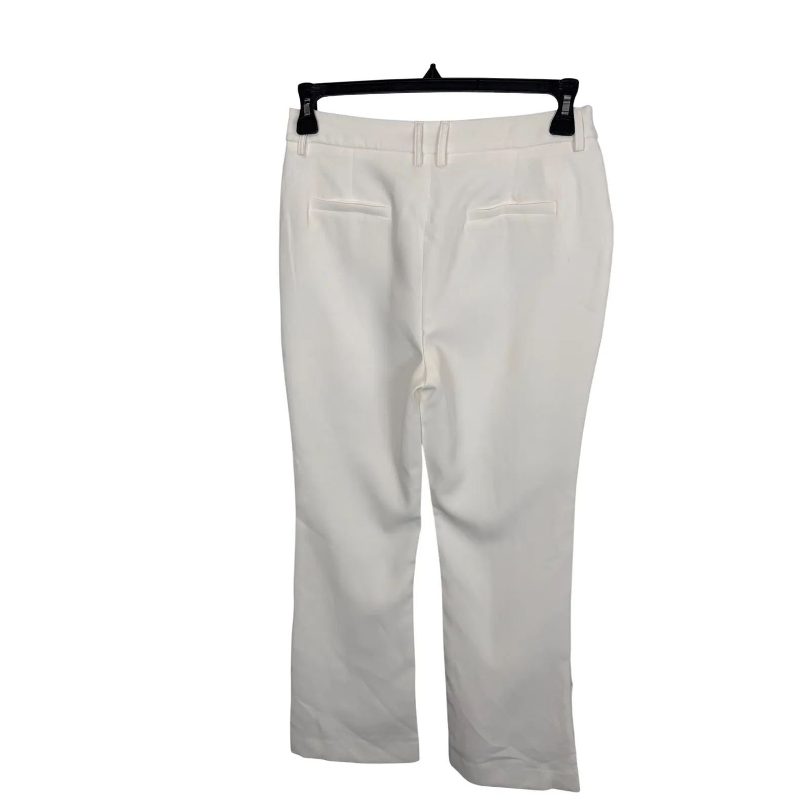 AQUA White Flare Leg Dress Pants Gold‎ Button Accents Career Size M - Image 9