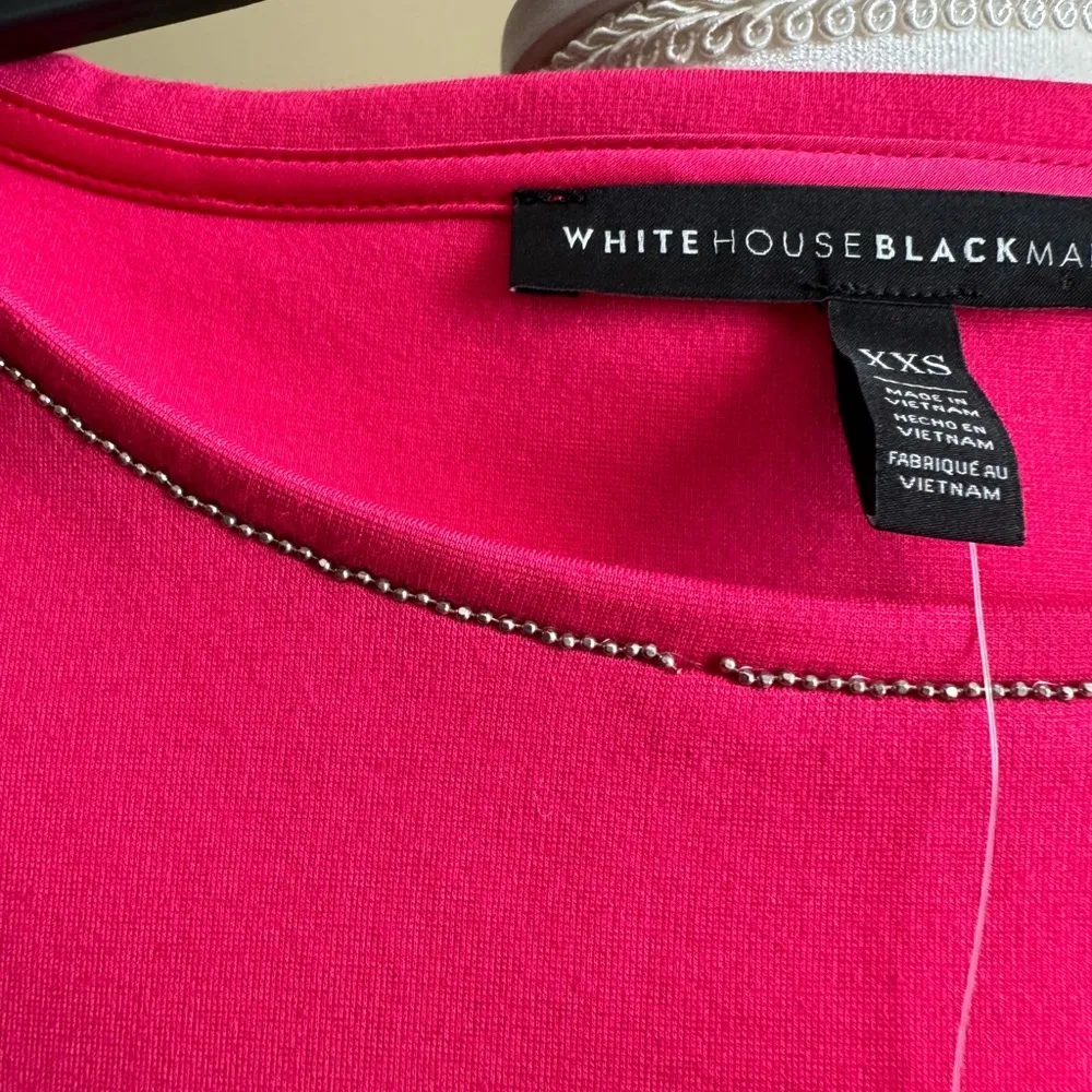 NWT White House Black Market ES Side Tie Knot Chemise Dress in Bright Rose - Image 9
