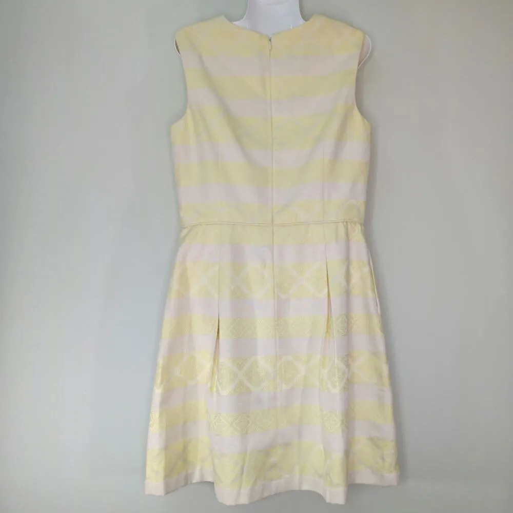Maggy London Women Yellow Cocktail Dress Pleated‎ Pearl Neck Size 12 - Image 5