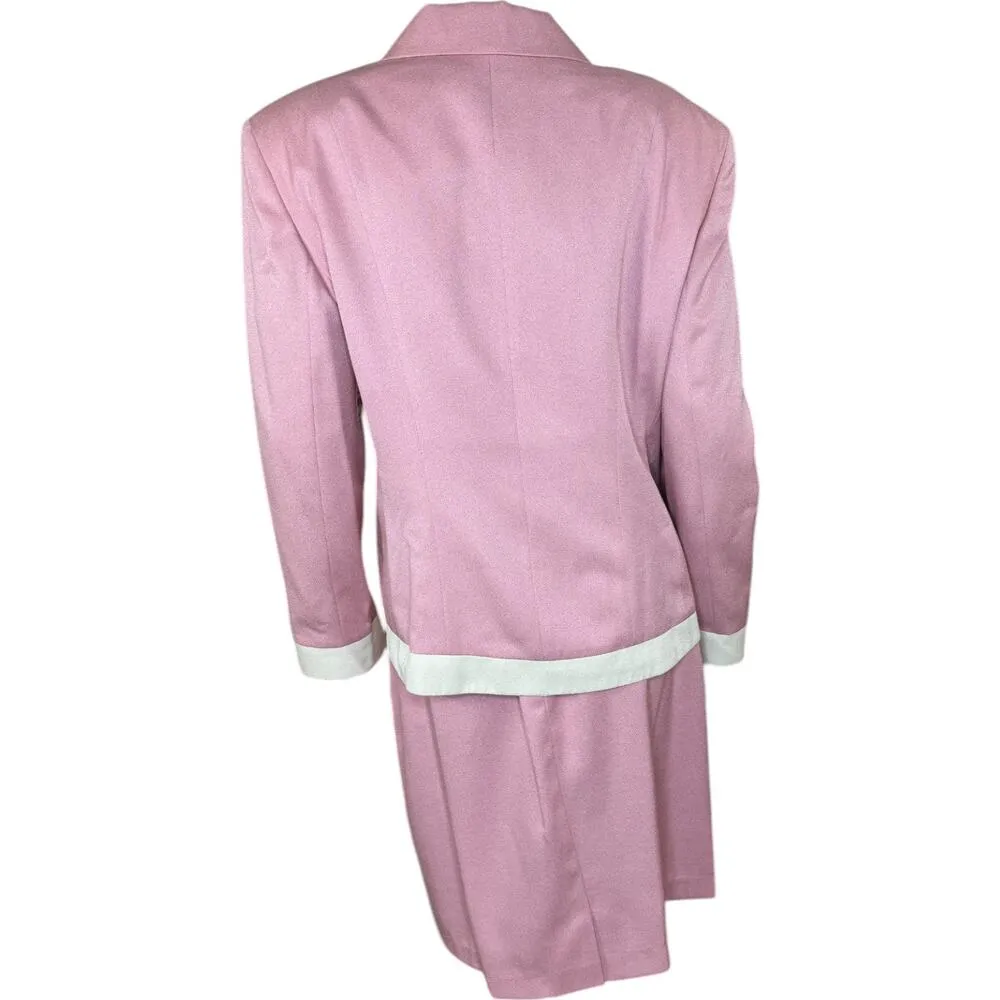 Vintage Rafael Womens Dusty Pink Ivory 2 Piece Blazer Pencil Skirt Set 14 NWT - Image 15