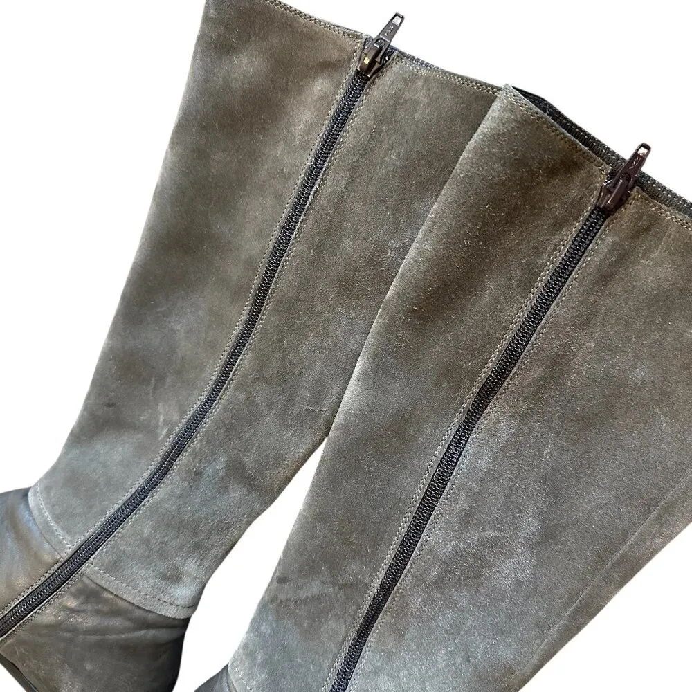 Attilio Giusti Leombruni AGL Grey Leather Suede Boots Tall Buckle Size 36 5.5 Gray - Image 9