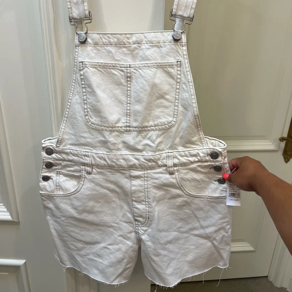 NWT PACSUN white overall shorts - Image 3