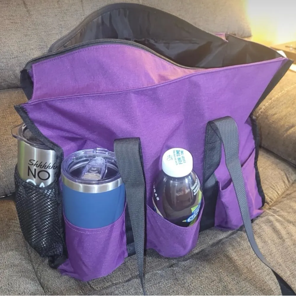 Purple Tote Bag with Multiple Pockets - Image 5