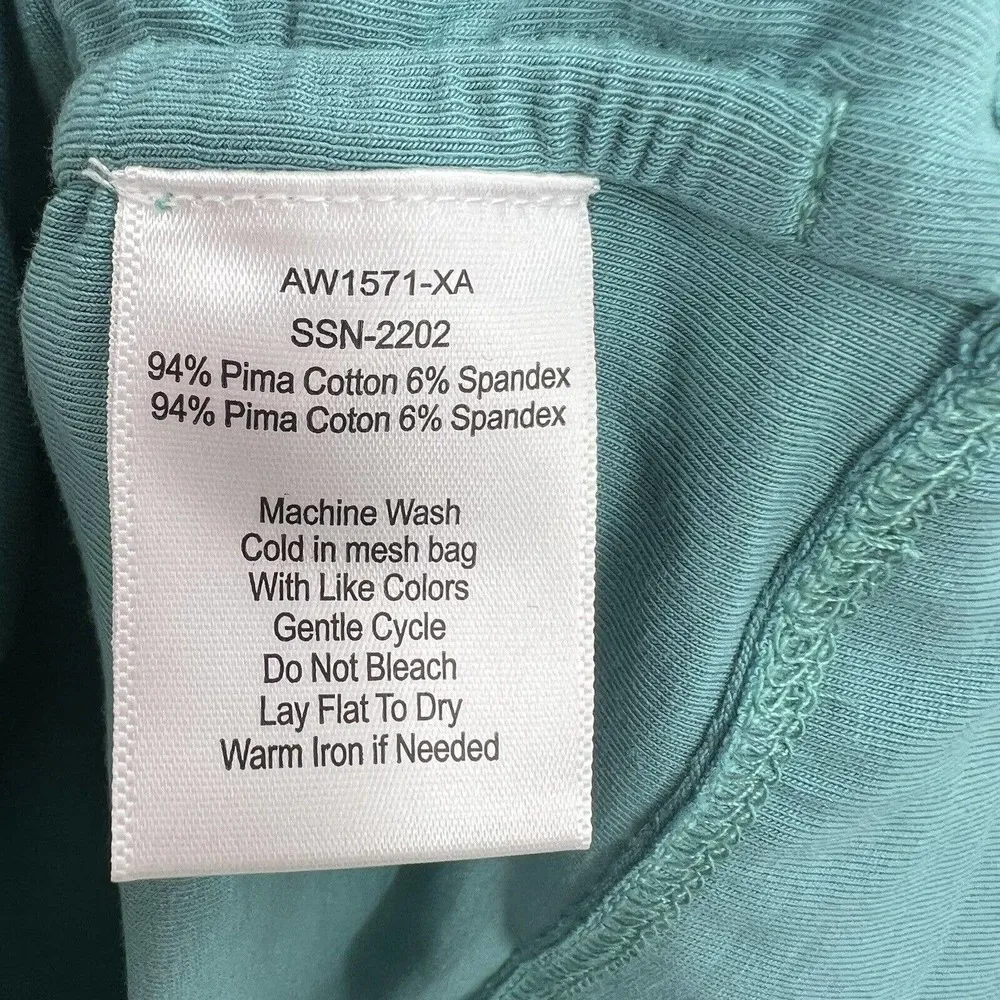 ATM Pima Cotton Long Sleeve Ruched Crop Top Blue XS New - Image 6