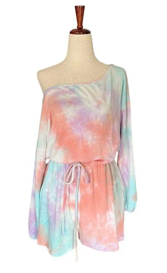 Everly Oversized Tie Dyed Off Shoulder Romper - Image 10