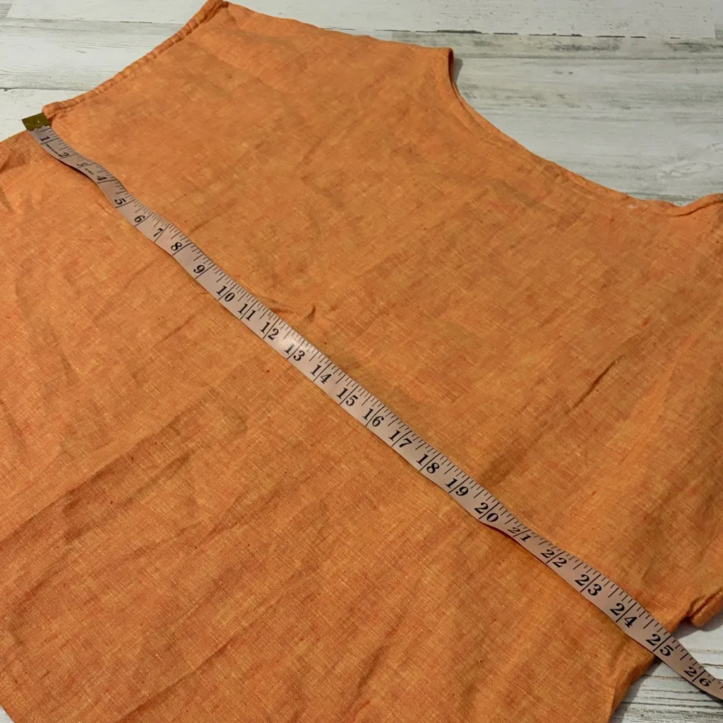 bryn Walker Vibrant Orange Linen Blouse size small - Image 9