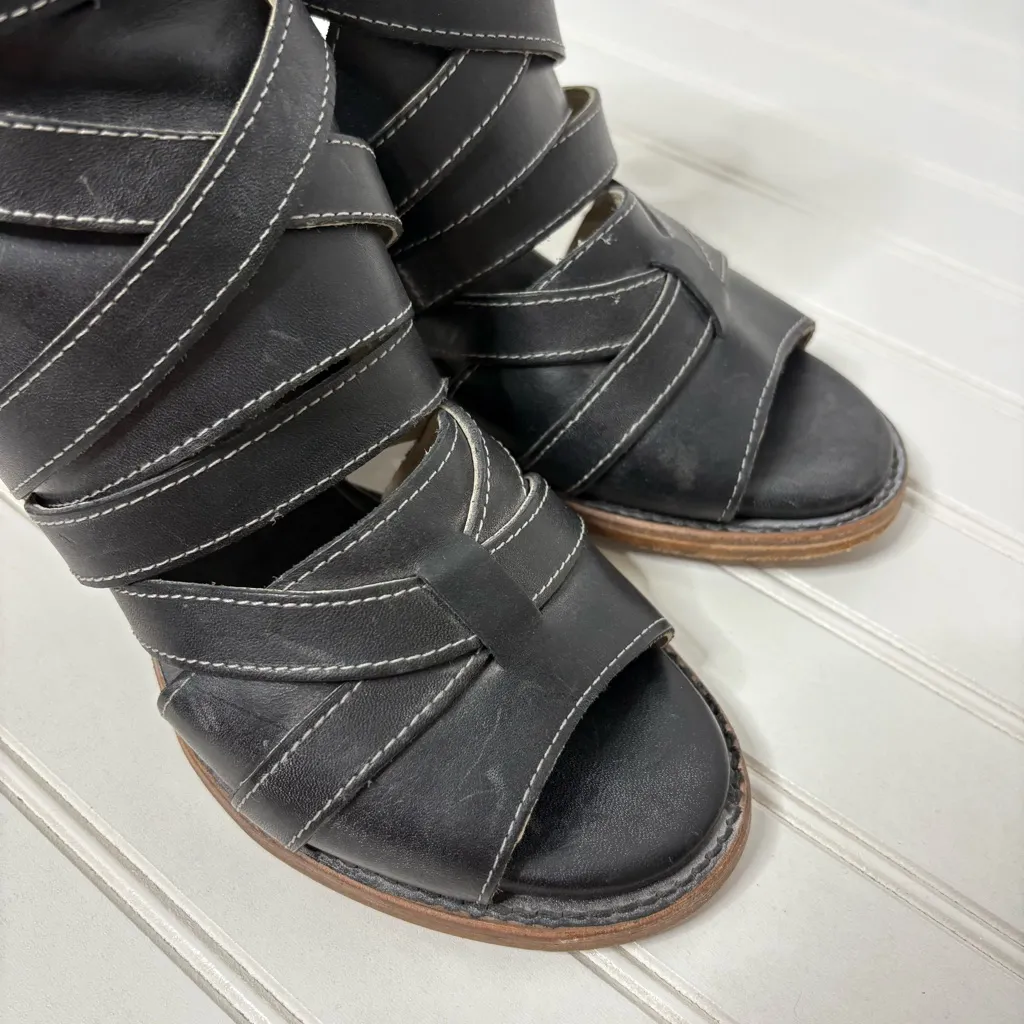 Freebird By Steven Black Claw Sz 7 Strappy Genuine Leather Boho - Image 7