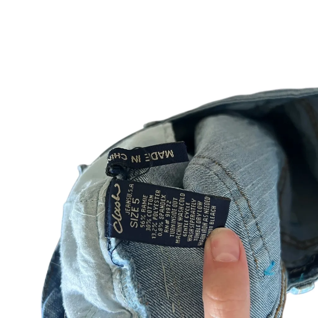 Vintage Y2K Lace Embroidered & Beaded Flare Denim Jeans <3 Sz 5n 28" waist Blue - Image 3