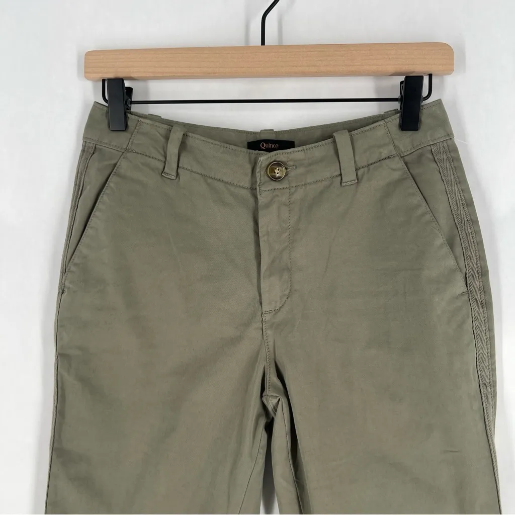 Quince Olive Organic Stretch Cotton Twill Girlfriend Chino Pants Size 24 - Image 3