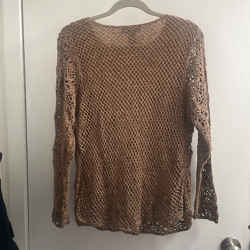 Norton Mcnaughton  brown crochet sweater size large - Image 2