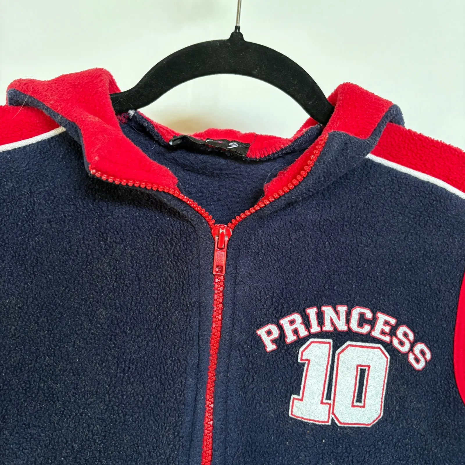 Y2K Fleece Princess Indie Sleeze Vest Full Zip Navy Red Tomboy Sporty 2000s Blue - Image 5
