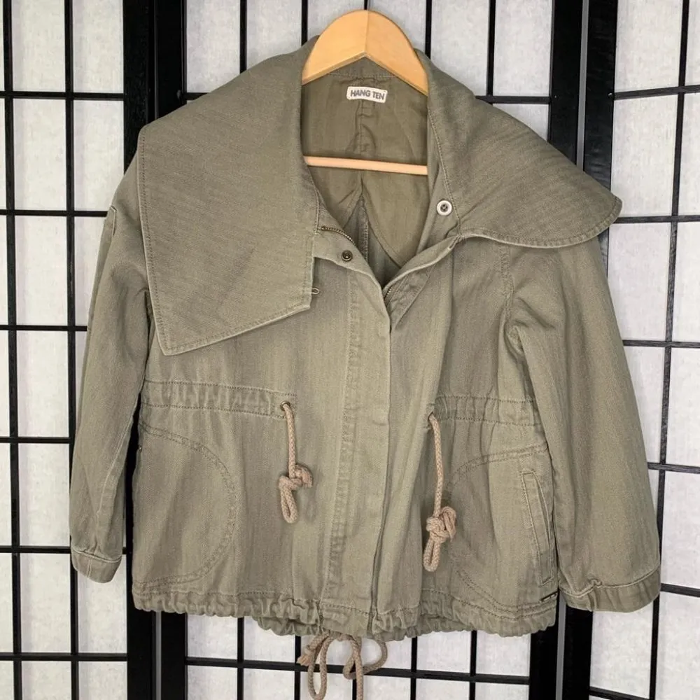 Anthropologie Military Cropped Coat Green Medium - Image 3