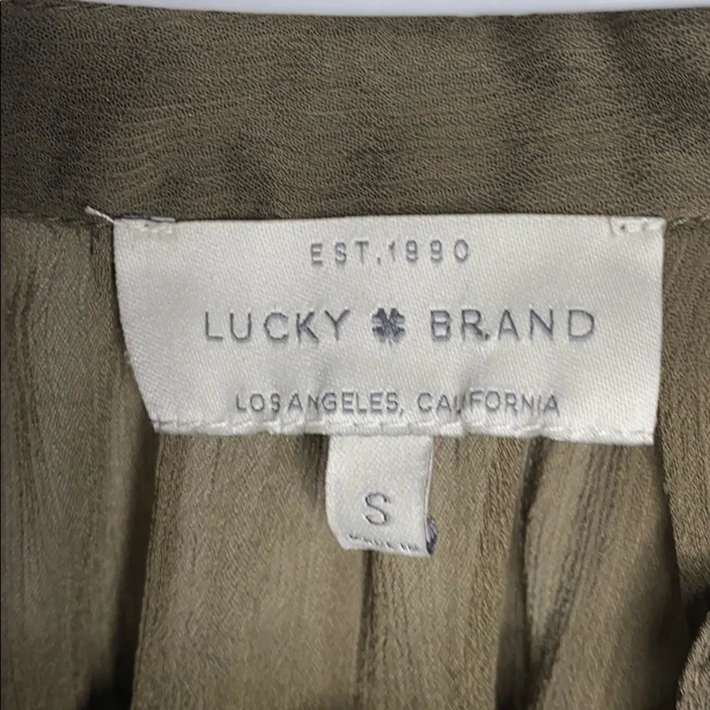 Lucky Brand olive embroidered gauze blouse sz S - Image 9