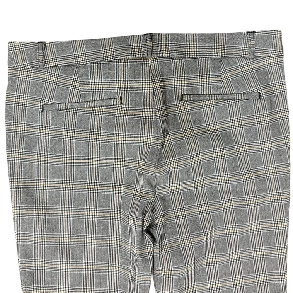 Banana Republic Sloan Plaid Black Tan Slim Leg Trousers Pants size 12 Pockets - Image 10
