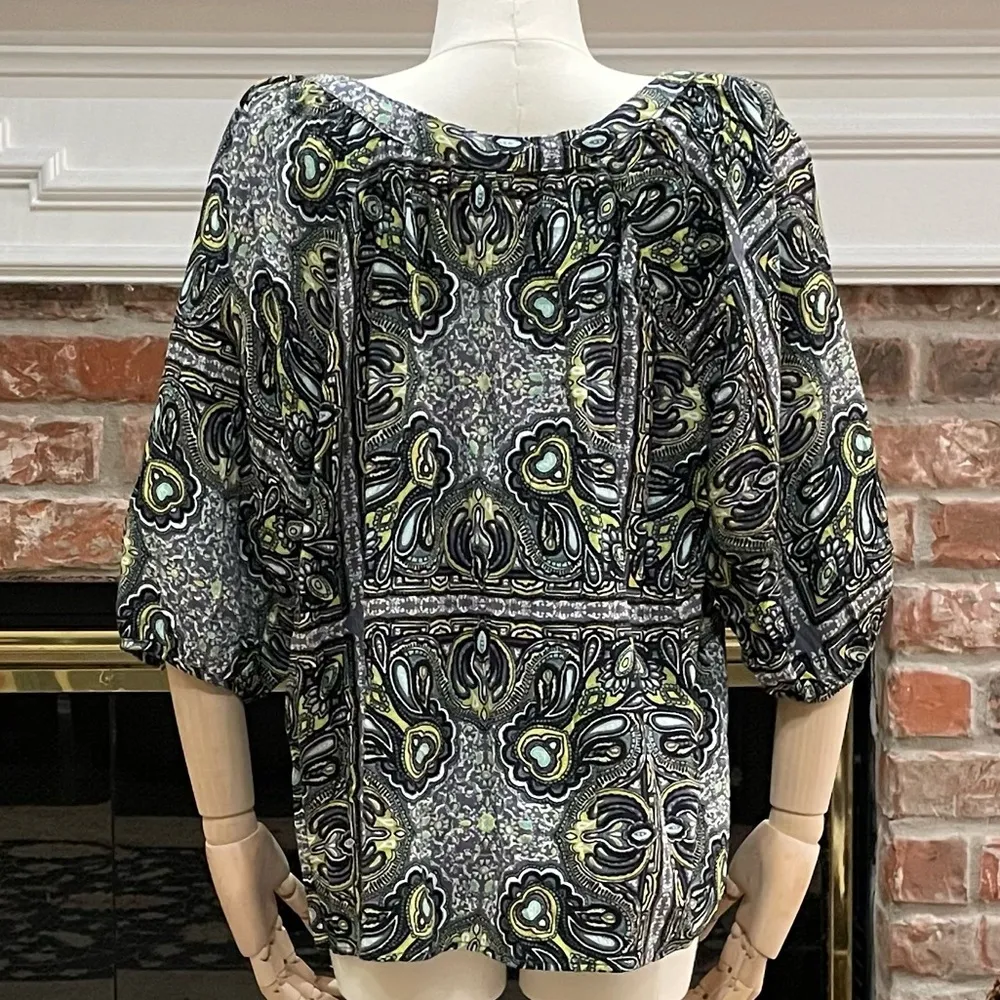 psychedelic abstract green and blue top / M / Excellent condit… - Image 6