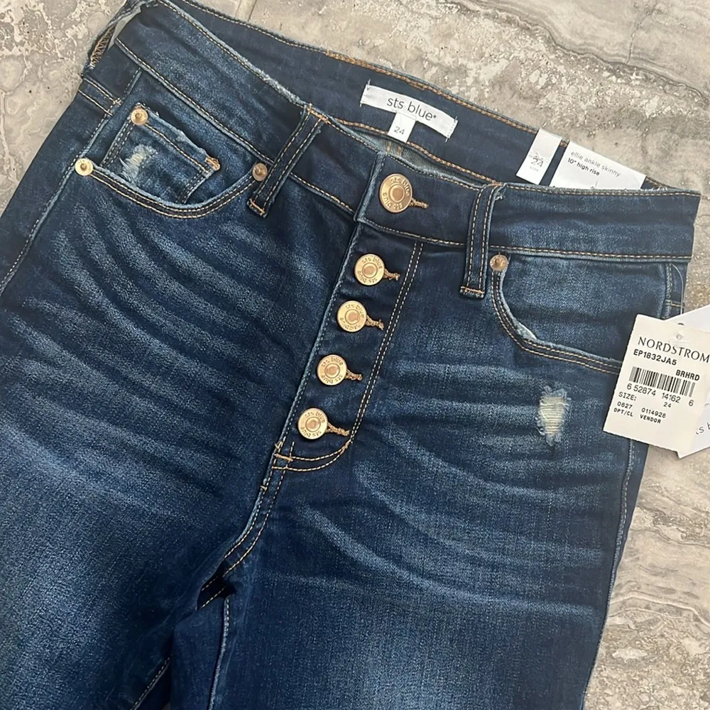 STS Blue Ellie Distressed Ankle Skinny Jeans, 10” High Rise Size 24 New w/Tag - Image 3