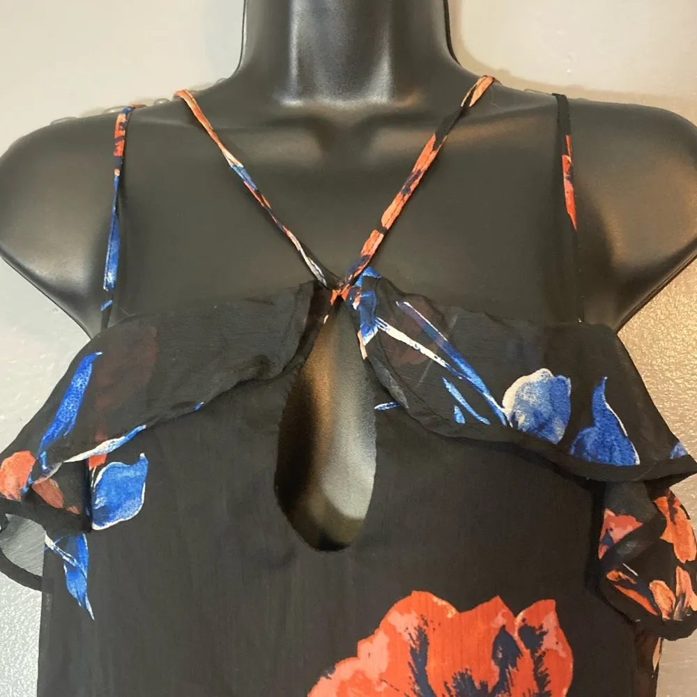 Lily White Black Sheer Floral Tank Top - Image 3