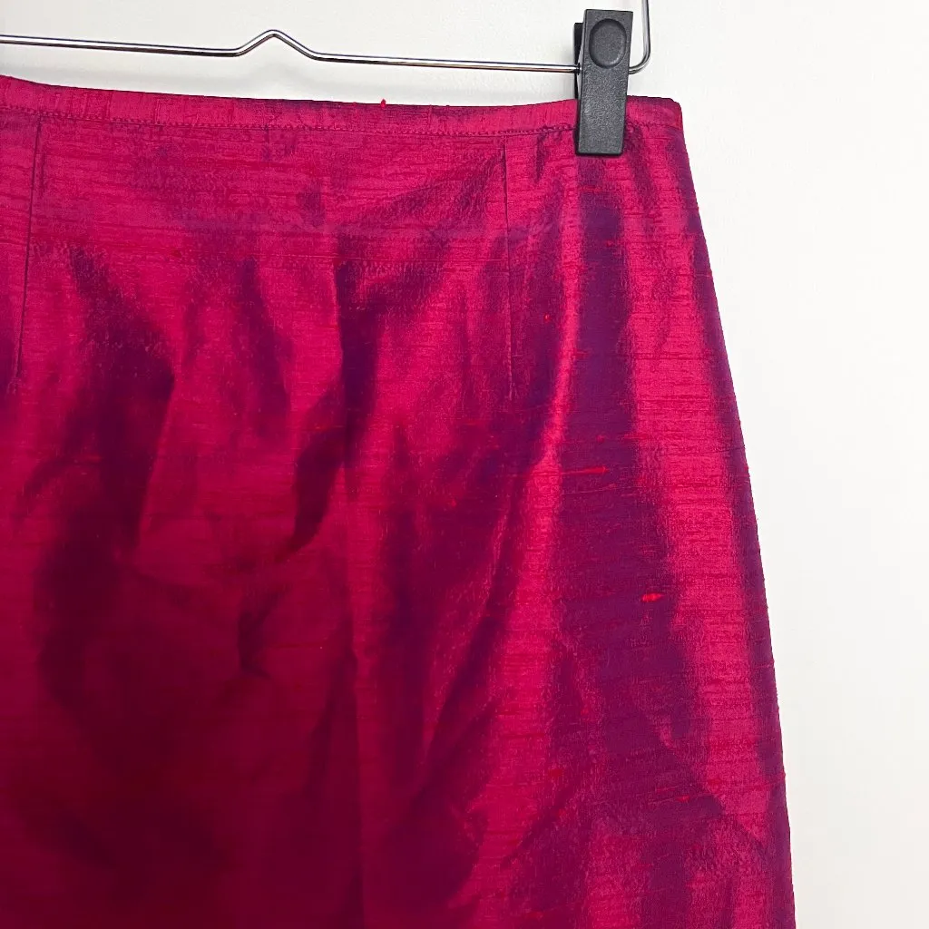 Vintage French 100% Dupioni Silk Magenta Mini Skirt Y2K Pink Red Size undefined - Image 4