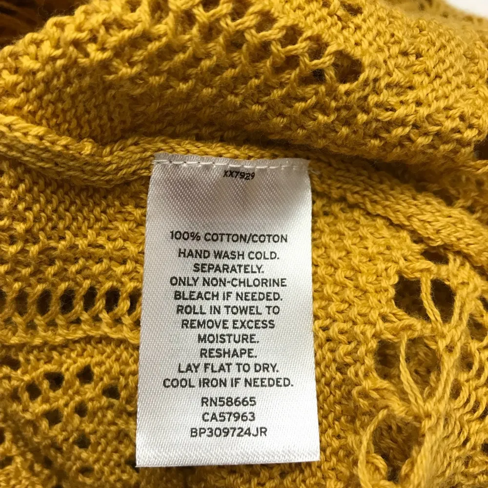 🌻Sun & Shadow Crochet Mustard Sleeveless Fringe M - Image 5