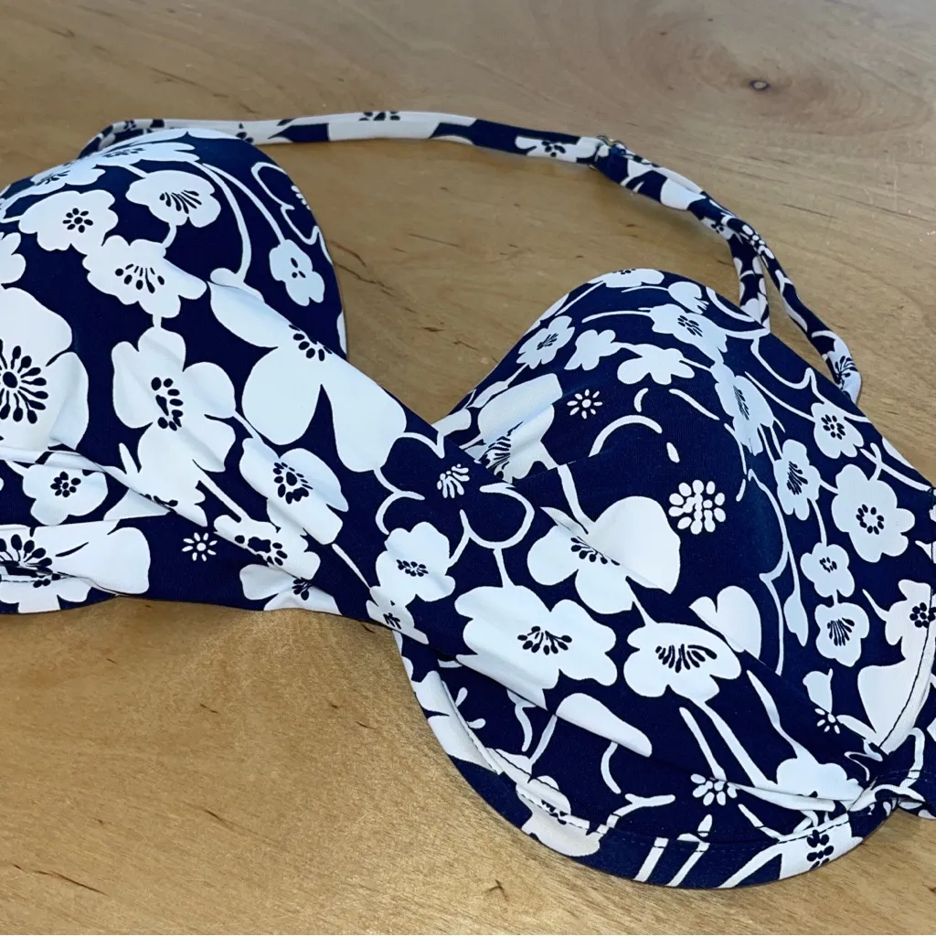 Anne Cole Navy and‎ White Swimwear Top Size Large - Image 2