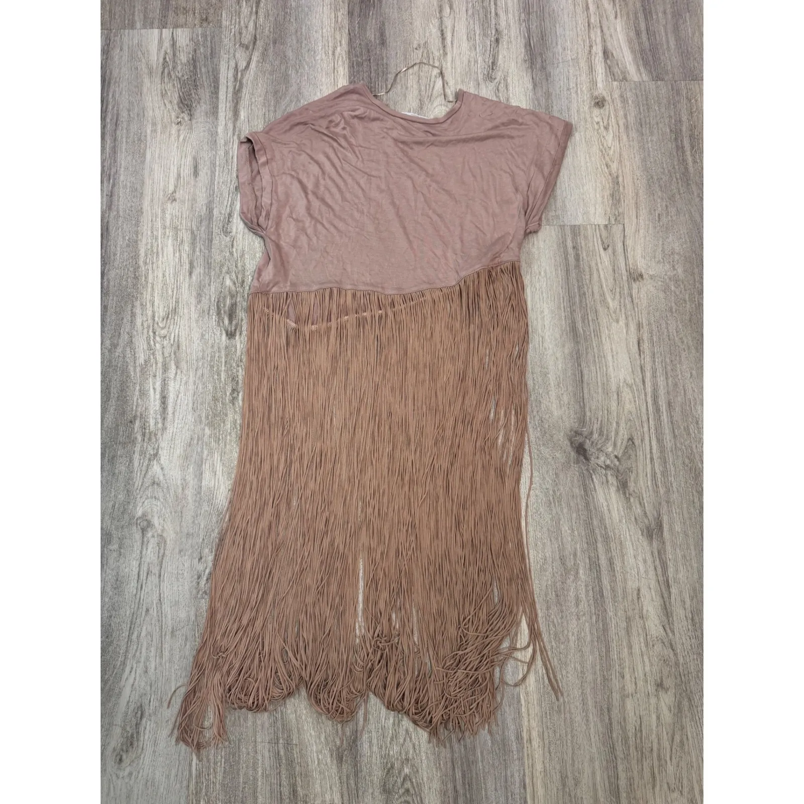 ZARA Pink Beige Fringe Tunic Top Shirt Dress Women Size Small - Image 2