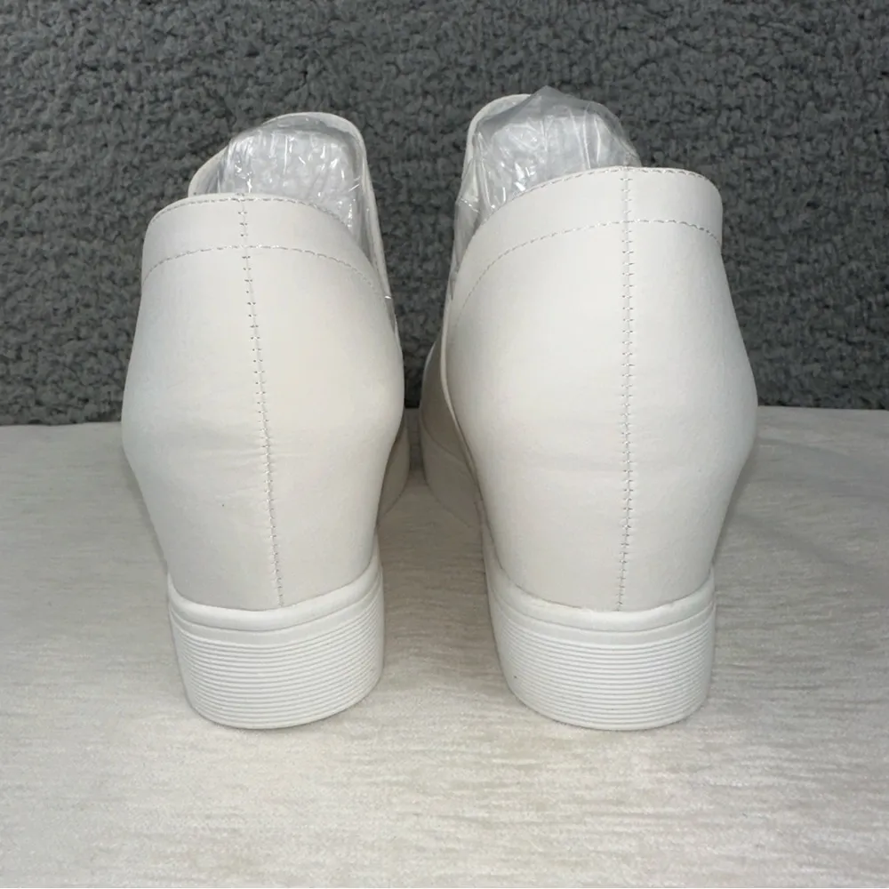 Journee Collection Shoes Womens 8.5 White Platform Slip On Wedge Sneaker NEW - Image 5