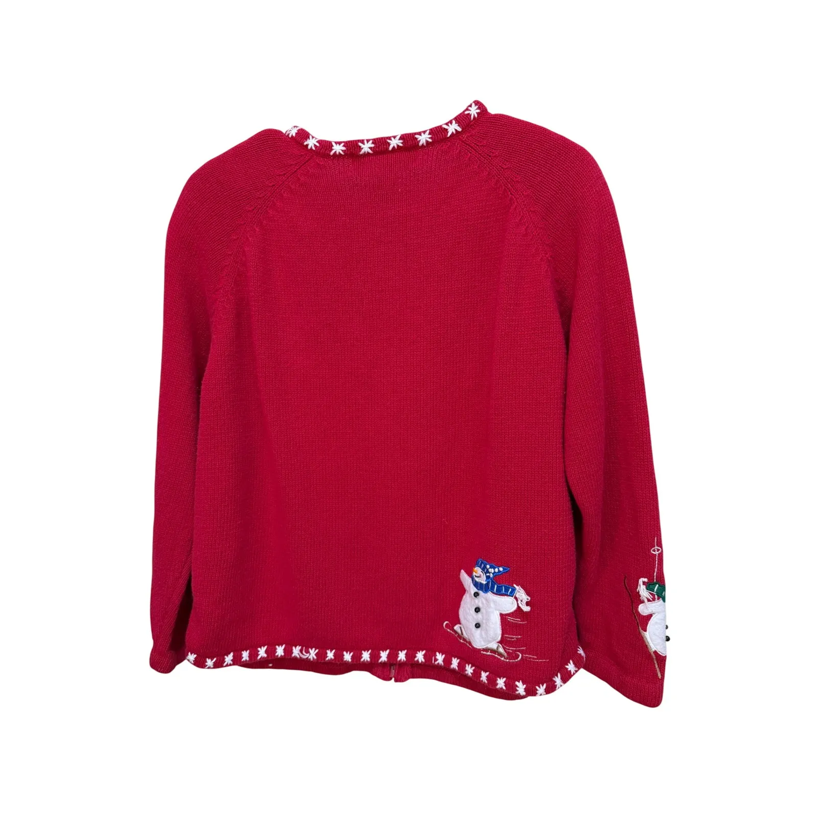 Tiara International Christmas Collection 2004 Red Snowman Sweater Cardigan M - Image 7