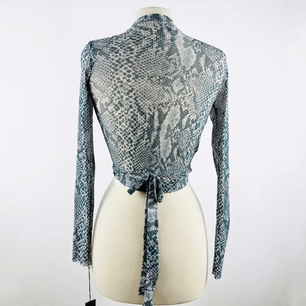 Only Hearts  python snake print semi-sheer wrap blouse NWT - Image 6