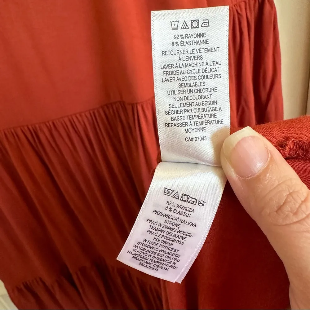 Cynthia Rowley, burnt orange, tiered dress women large - Image 11