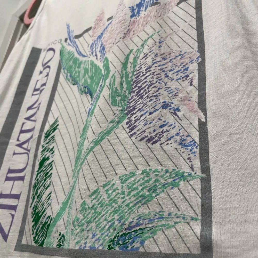 VTG 90s Lolas Zihuatanejo Mexico Tourism White Graphic Sleeveless Tank Top - Image 8