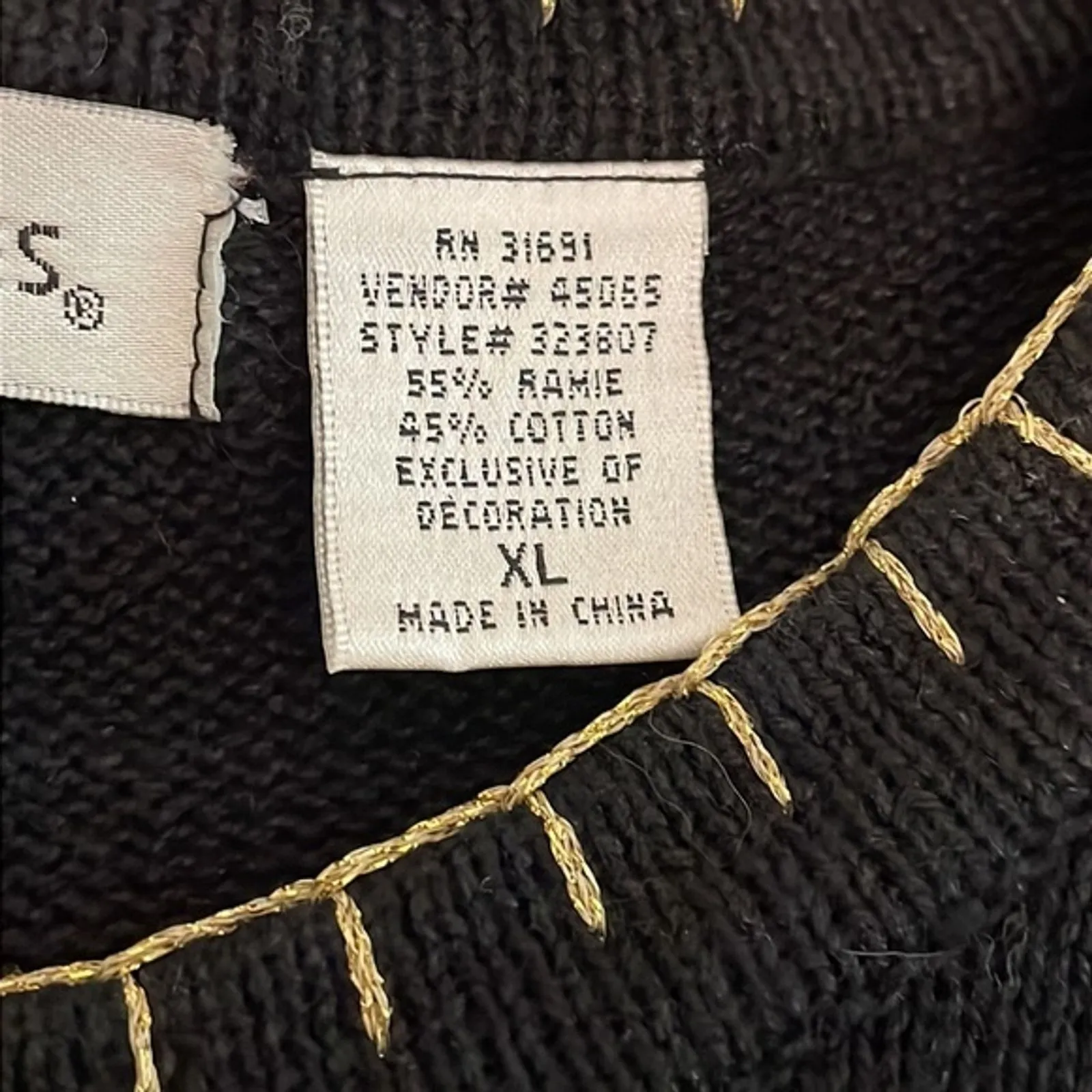 Victoria Jones Vintage Sweater Womens XL Black Holiday Christmas Knit Cardigan - Image 3