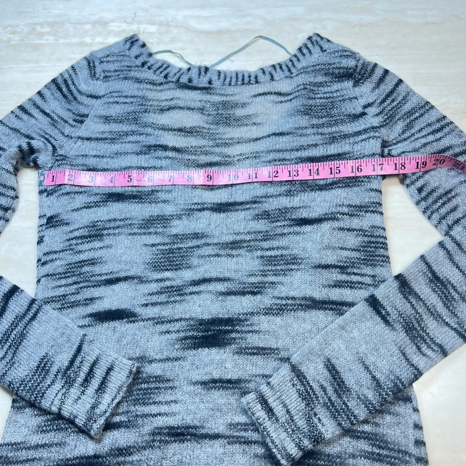 Free People Beach Cardigan Gray Black Striped Knit Button Up Sweater M - Image 7