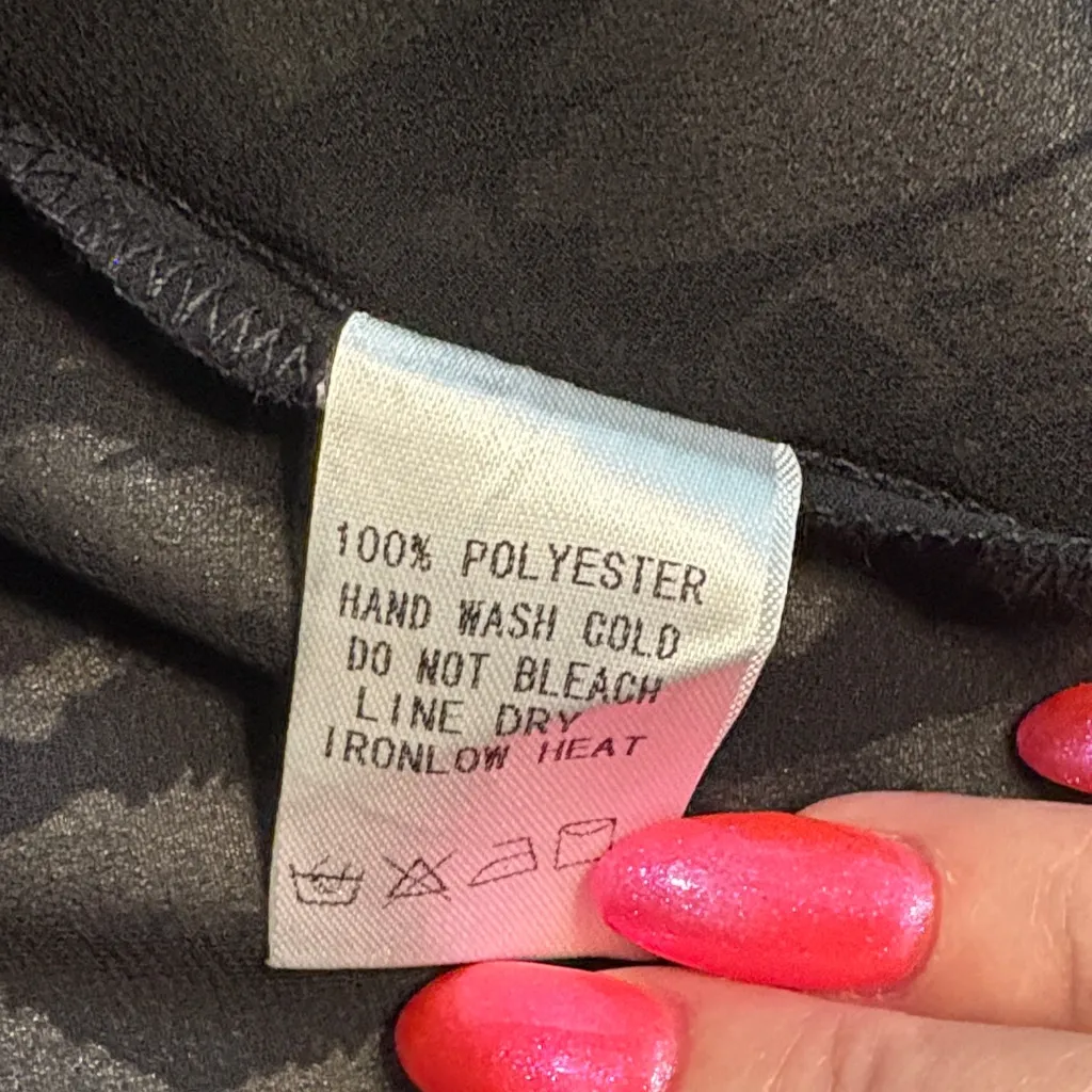 Ee:some Elegant Black and Cream Patterned Dress Size L - Image 13