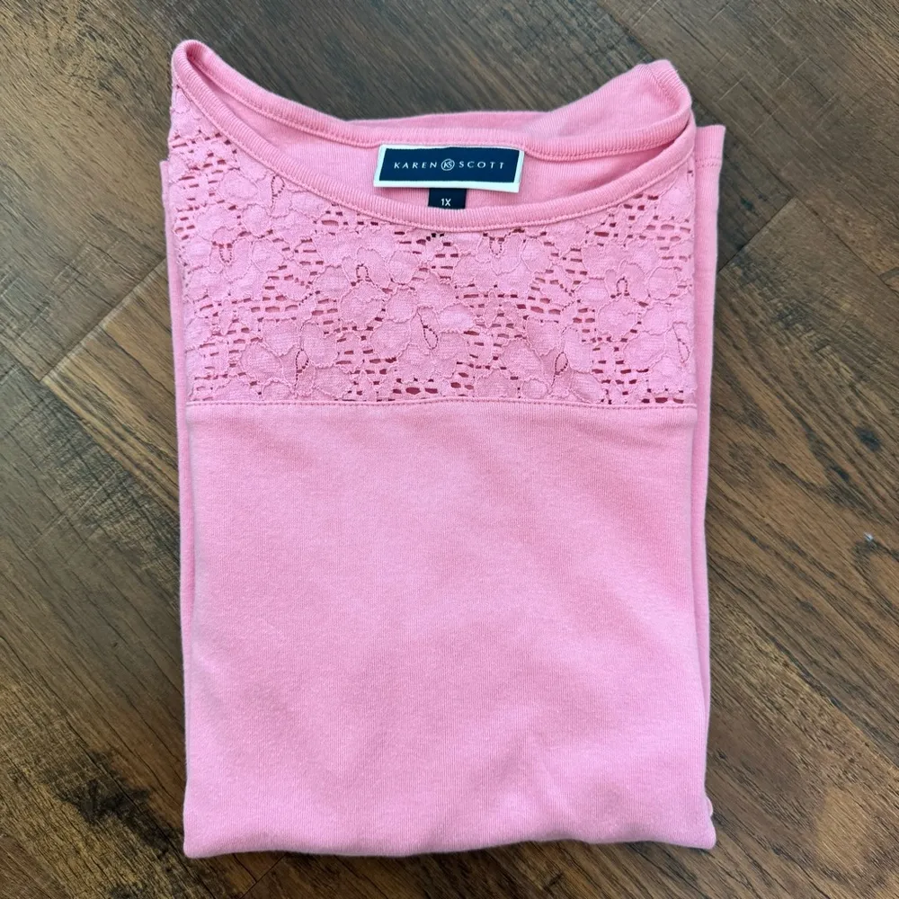 KAREN SCOTT pink short sleeve tee shirt, plus size 1X - Image 3