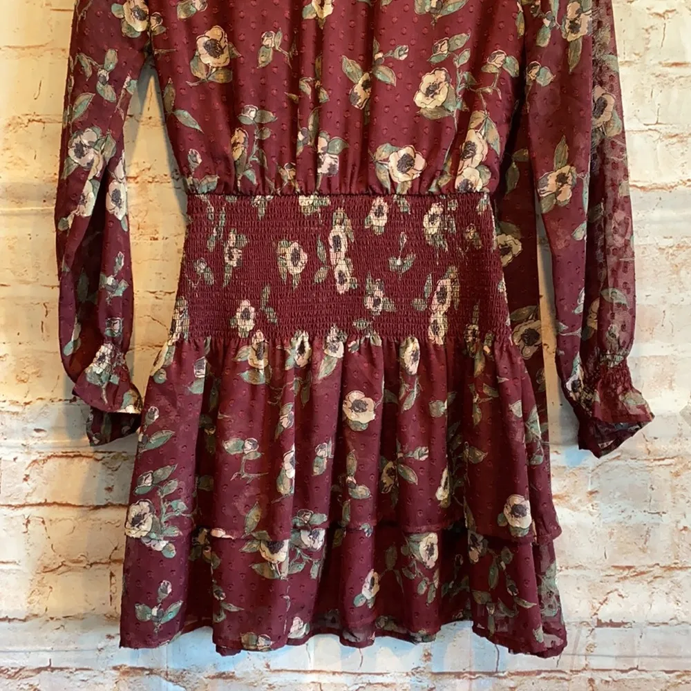 Moon River long sleeve mini dress XS floral - Image 11