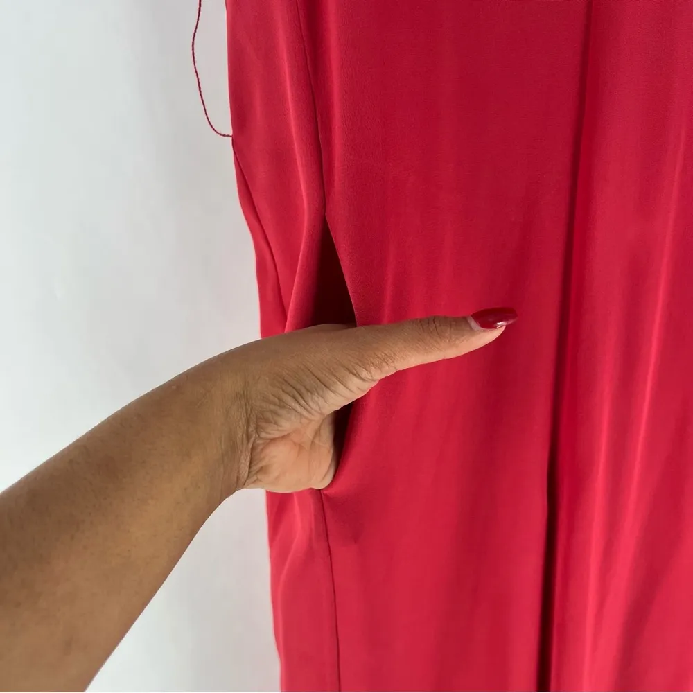 Tibi Silk Coral V Neck Sleeveless Cropped Straight Leg Jumpsuit‎ - Image 8