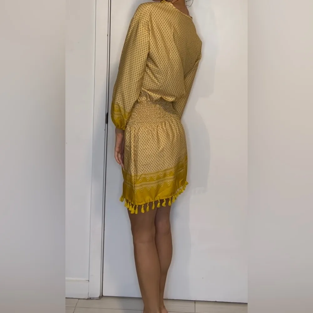 NWT Yellow Mini Cinch Waist Mini Tassel Dress - Image 4