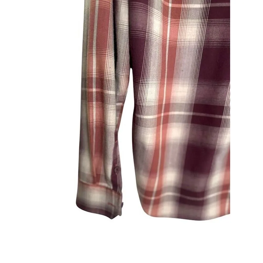Alaskan Hardgear Duluth Shirt Womens Medium Plaid Long Sleeve Button Wool Blend Purple - Image 4