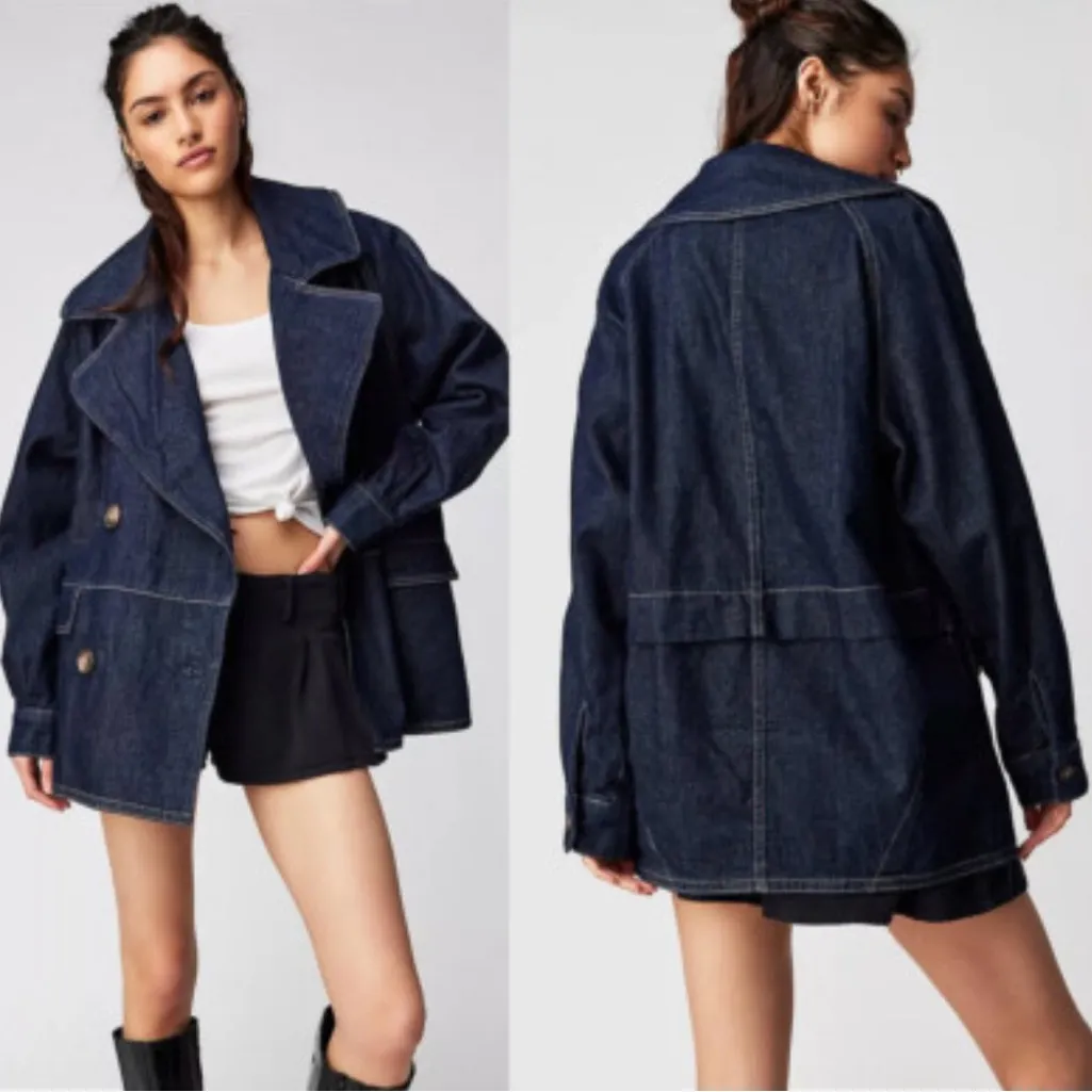 Free People Denim Car Coat - Image 2
