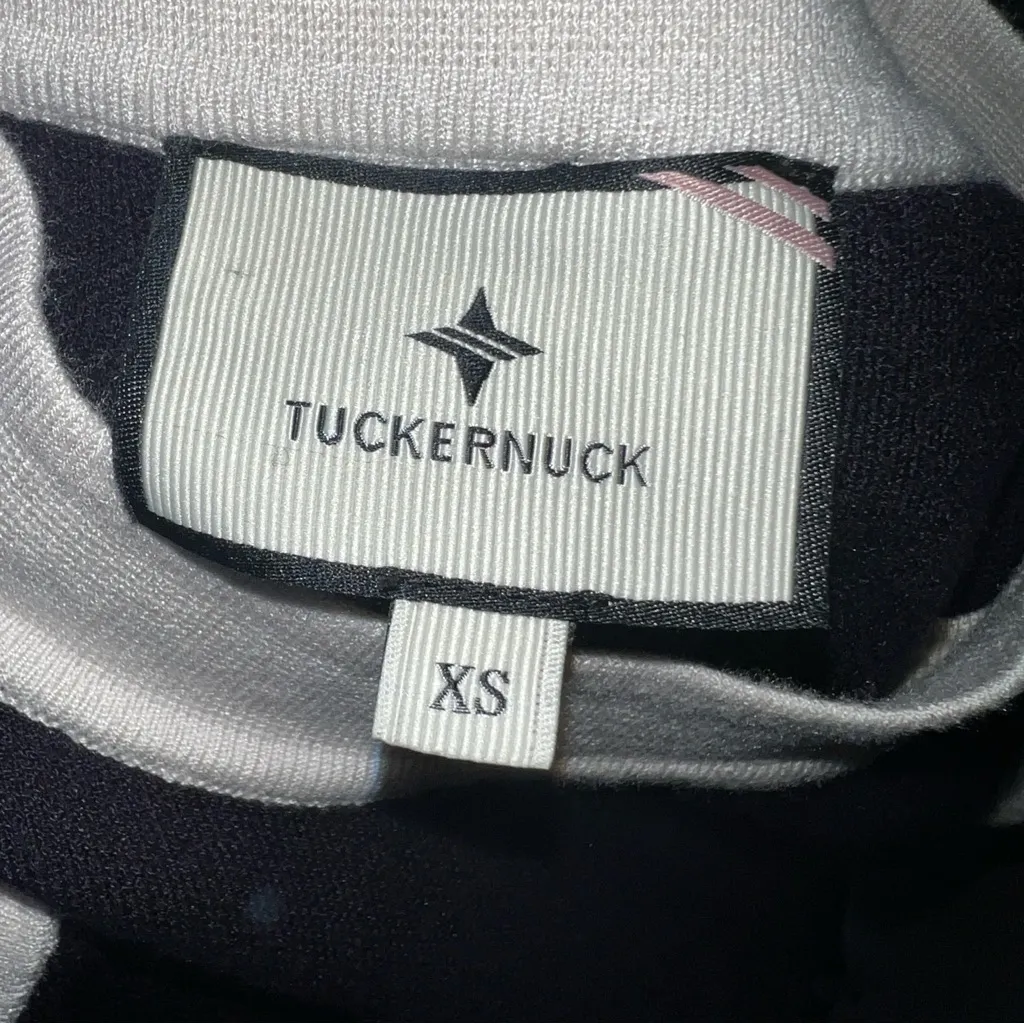 TUCKERNUCK Marie Dress Navy White Trim Sleeveless Knit Shift Mini XS Blue - Image 9