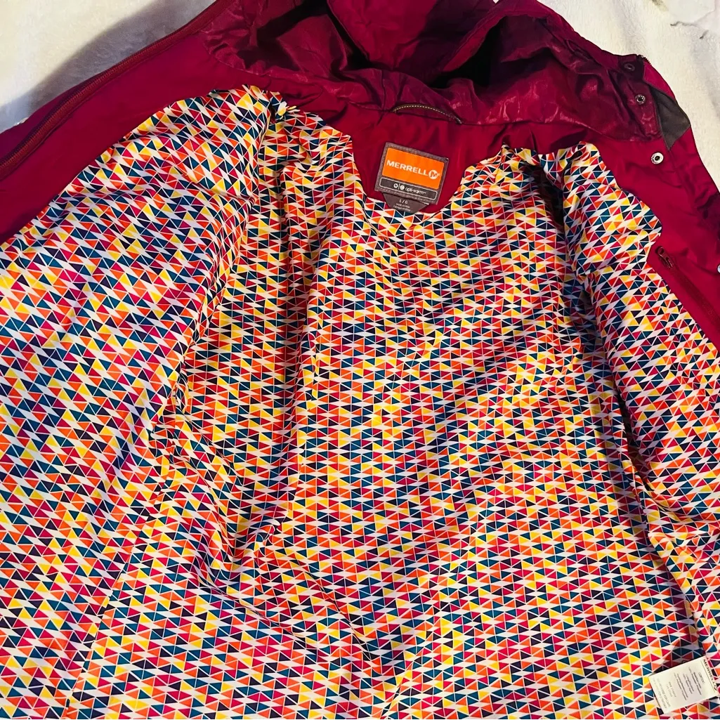 MERRELL Opti Warm Hooded Color Block Jacket sz L - Image 8