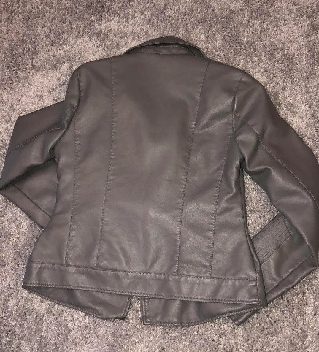Gray Leather Jacket Size XS - Image 3