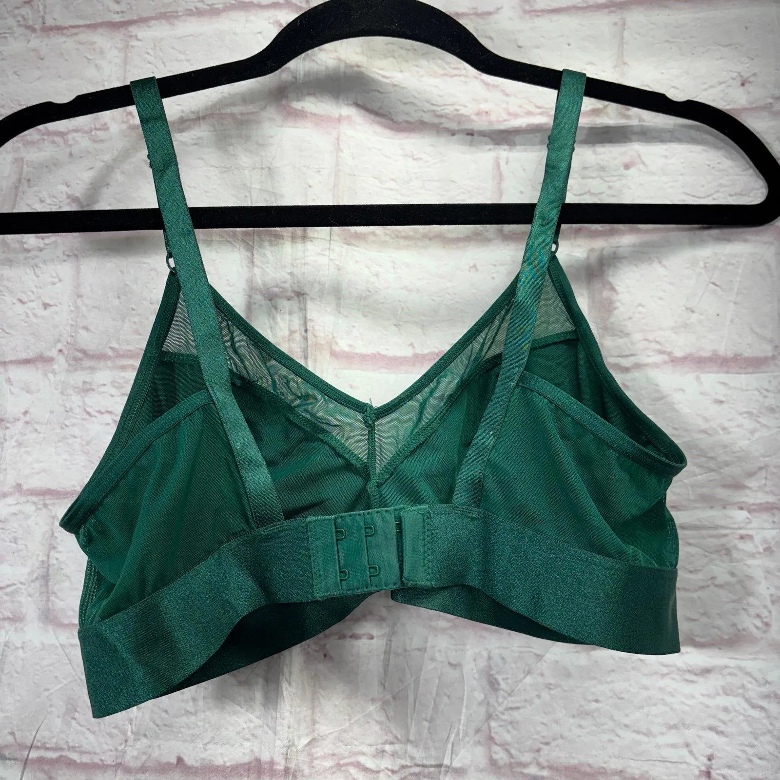 Auden Medium Green Satin Mesh Bralette Wireless - Image 5
